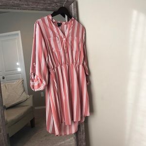 Striped Pink Business Casual Dress